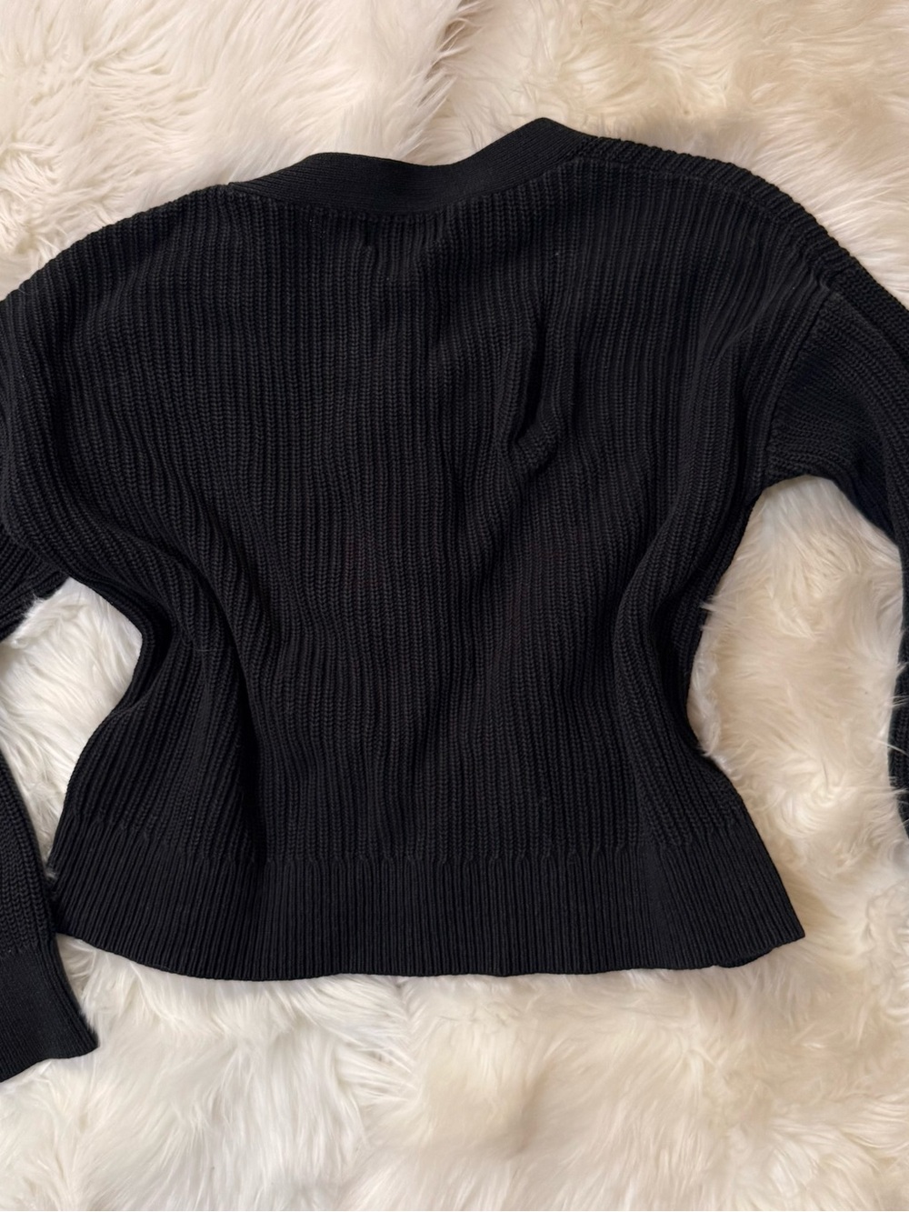Old Navy Black Ribbed Button-Front Cardigan - Picture 3 of 3